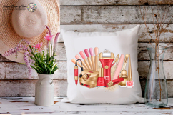 Nail Tech Sublimation PNG Red Gold Beauty Tools Design Product Image 8