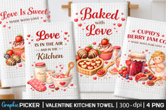 Valentine Kitchen Towel PNG, Valentine day Sublimation, Xoxo Product Image 1