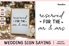 Wedding Sign Saying SVG | Reserved For The Mr &amp; Mrs Product Image 1