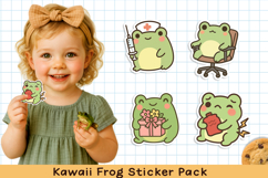 Cute kawaii frog printable stickers. PNG. Product Image 4