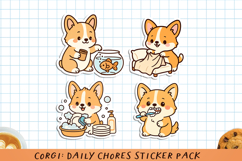 Corgi Daily Chores Printable Stickers. PNG. Product Image 1