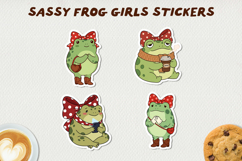 Sassy Frog Girls Stickers PNG Cute Kawaii Frog Clipart Product Image 1