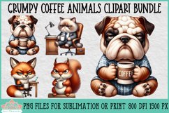 Grumpy Coffee Animals | Sublimation Clipart Product Image 1