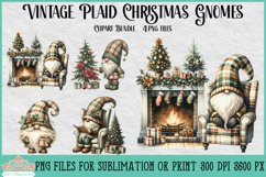 Vintage Plaid Christmas Gnomes | Christmas Clipart Product Image 1