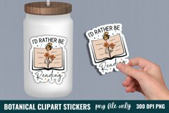 Botanical Clipart Sticker, I'd Rather Be Reading Sticker Product Image 1