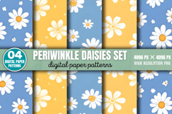 Periwinkle Daisies Set Digital Paper Background Bundle PNG Product Image 10