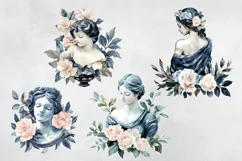 Dark Blue & Blush Pink Flowers Clipart PNG. Product Image 3
