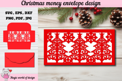 Christmas tree Money Envelope svg Papercut Gift Card Holder Product Image 2