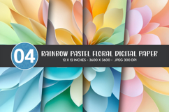 Rainbow Pastel Floral Digital Paper Product Image 1