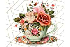 Vintage Floral Teacup Clipart PNG, Blooming Teacups Clip Art Product Image 5