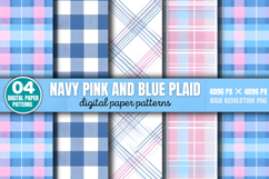 Navy Pink and Blue Plaid Digital Paper Bundle PNG Product Image 9