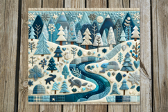 Xmas patchwork landscape | Skinny tumbler sublimation design Product Image 5