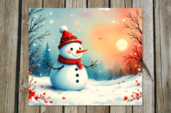 Christmas snowman card | Skinny tumbler sublimation design P Product Image 5