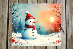 Christmas snowman card | Skinny tumbler sublimation design P Product Image 5