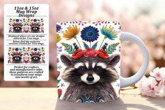 Colorful Raccoon Floral Wrap for 11oz/15oz Mug Product Image 1