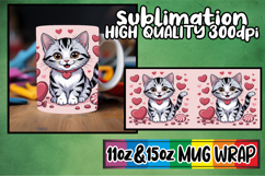 Dreamy nights sublimation mug wrap, Valentines Cat Product Image 1
