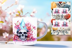 Halloween Skull Mug Wrap with Flower Design 11oz/15oz Product Image 1