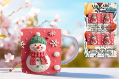 Cheerful Snowman Mug Wrap 3D Winter Sublimation PNG Product Image 1