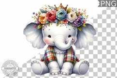 Floral Crown Elephant Sublimation - Clipart Bundle Product Image 10