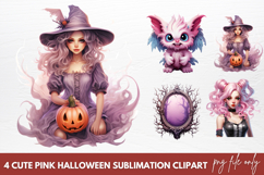 Cute Pink Halloween Sublimation Clipart, Pink Halloween Product Image 1