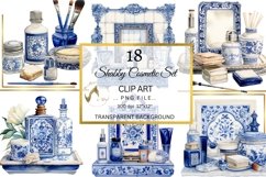 Shabby Mediterranean Blue Cosmetic Set PNG, Blue Makeup Set Product Image 3