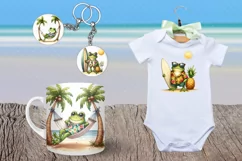 Cute Frog Summer Sublimation Design PNG|Sublimation Transpar Product Image 3