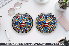 4th Of July Car Coaster Sublimation| 4th Of July Coaster PNG Product Image 1