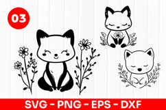 Cute Fox Cartoon Floral Forest Animal SVG PNG Product Image 1