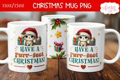 Funny Christmas mug PNG wrap, Christmas cat design for mugs Product Image 1