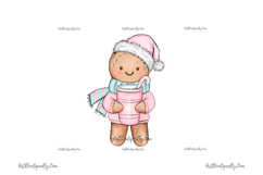 Pink Christmas Cookie Clipart Set Product Image 8