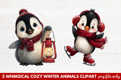 Whimsical Cozy Winter Animals Clipart | Cute Snowy Forest Product Image 1