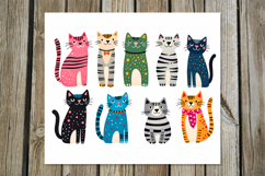 Colorful Cats | 4 Skinny tumbler sublimation designs PL2 Product Image 5
