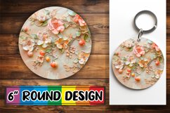 3D Flowers and Fruit Keychain Round Design Product Image 1