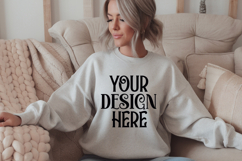 Ash Gildan 18000 Sweatshirt Mockup,G18000 Crewneck Sweatshir Product Image 1