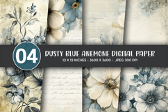 Dusty Blue Anemone Digital Paper Product Image 1