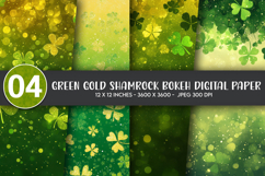 Green Gold Shamrock Bokeh Digital Paper Product Image 1