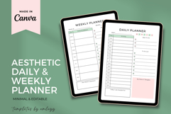 Aesthetic Daily &amp; Weekly Planner Editable Canva Template Product Image 1