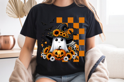 Cute Halloween Ghost PNG, Sunflower Pumpkin Sublimation Product Image 8
