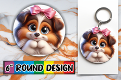 Enchanted Keychain Circle Design PNG, 3D Dog Product Image 1