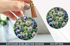Flower Keychain Sublimation - Spring Keychain PNG Design Product Image 1