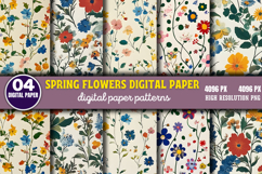 Spring Flowers Digital Paper Bundle PNG Product Image 10