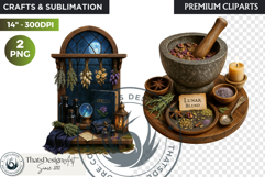 Cosy Witch's Apothecary magic Clipart PNG witchcraft graphic Product Image 1