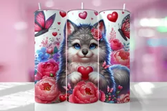 Valentine's Day Wolf Tumbler Wrap Sublimation Design Product Image 1