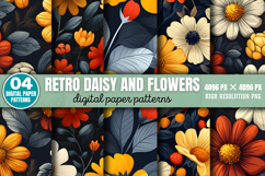 Retro Daisy and Flowers Patterns Paper Patterns PNG Product Image 1