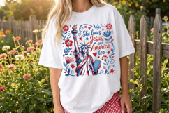 She loves Jesus and America too PNG T-Shirt|4th of July PNG Product Image 9