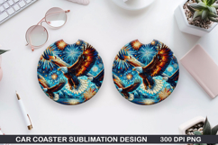 Eagle Flag Car Coaster Sublimation| 4th Of July Coaster PNG Product Image 1