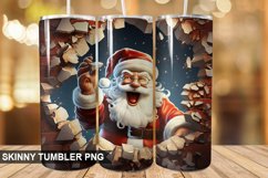 3D Christmas Santa Cracked Hole PNG Tumbler Design Product Image 1