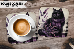 Cute Cat Square Coaster PNG Bundle, Printable Cat Bundle Product Image 10
