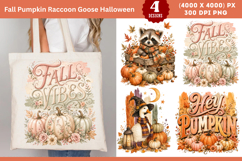 Fall Pumpkin Raccoon Goose Halloween Sublimation PNG Product Image 1