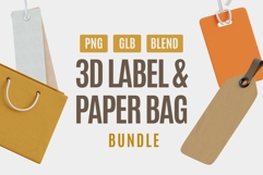 3D Label &amp; Paper Bag Icons Bundle Product Image 1